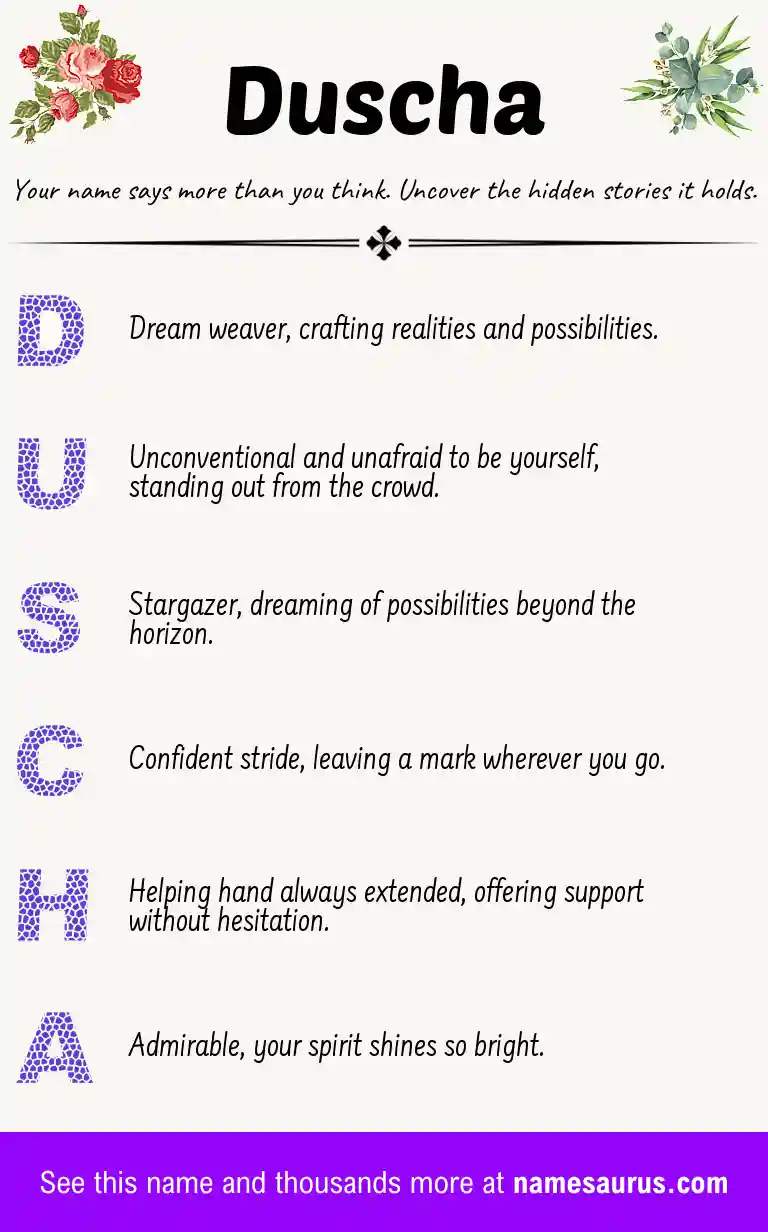Acrostic poem about Duscha.