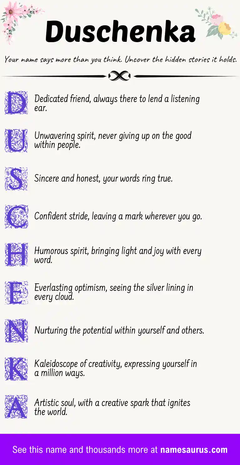 Acrostic poem about Duschenka.