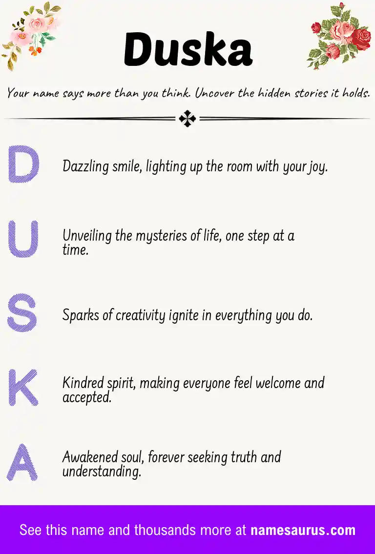 Acrostic poem about Duska.