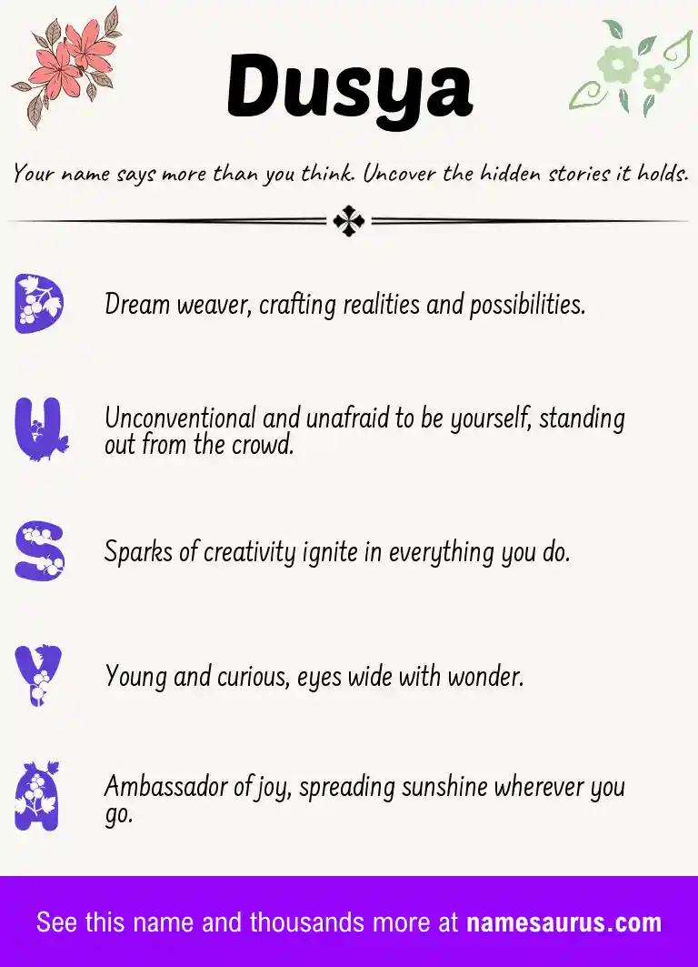 Acrostic poem about Dusya.