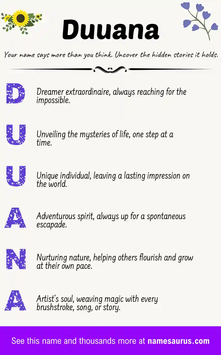 Acrostic poem about Duuana.