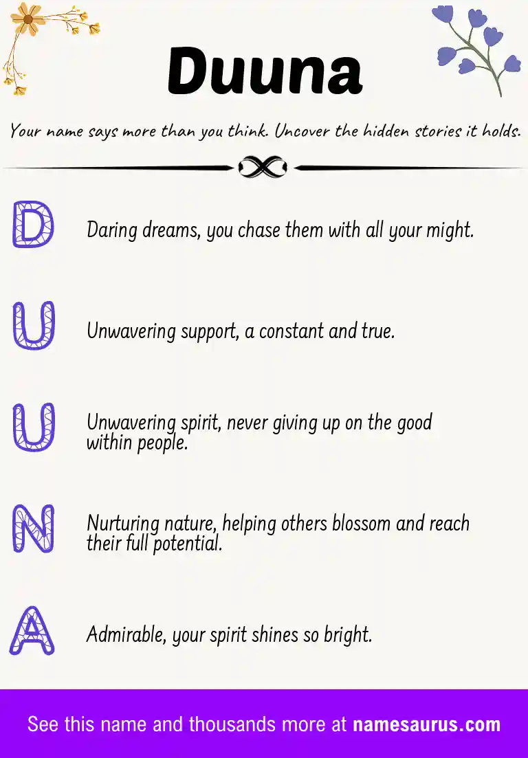 Acrostic poem about Duuna.