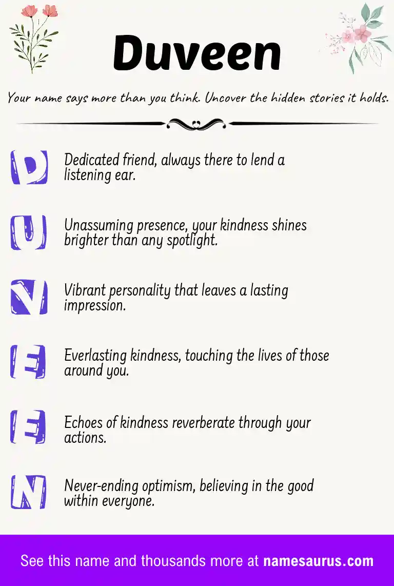 Acrostic poem about Duveen.