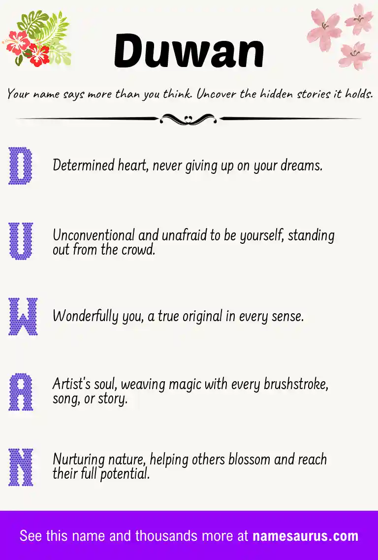 Acrostic poem about Duwan.