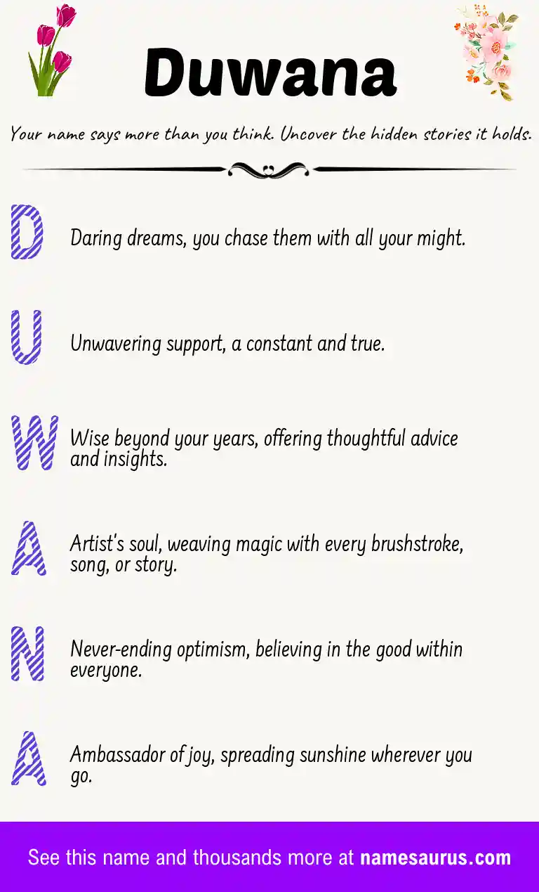Acrostic poem about Duwana.