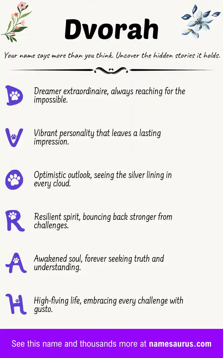 Acrostic poem about Dvorah.
