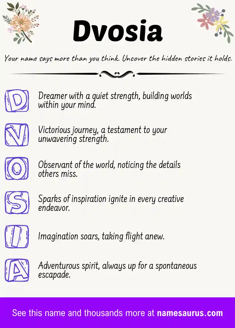 Acrostic poem about Dvosia.
