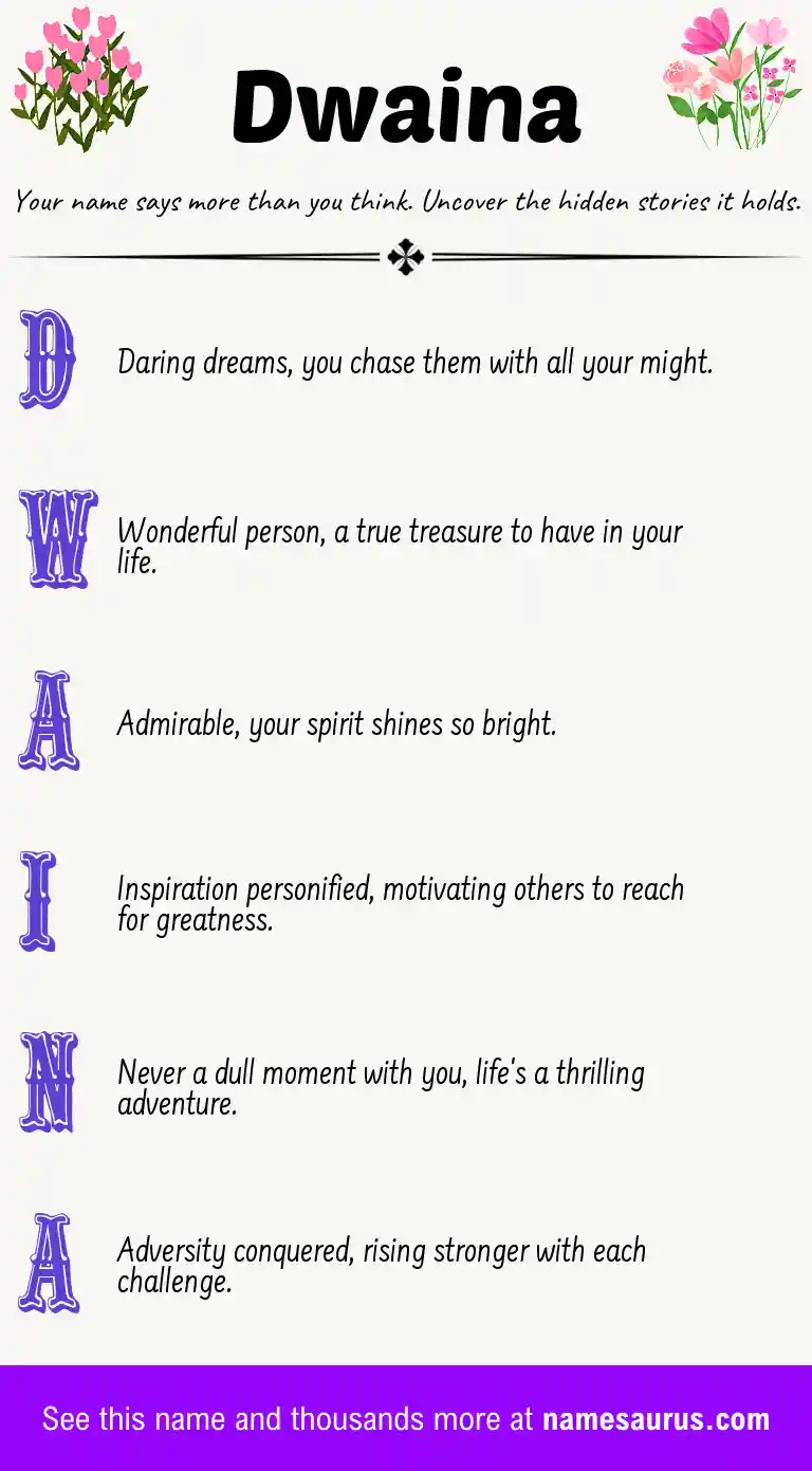 Acrostic poem about Dwaina.