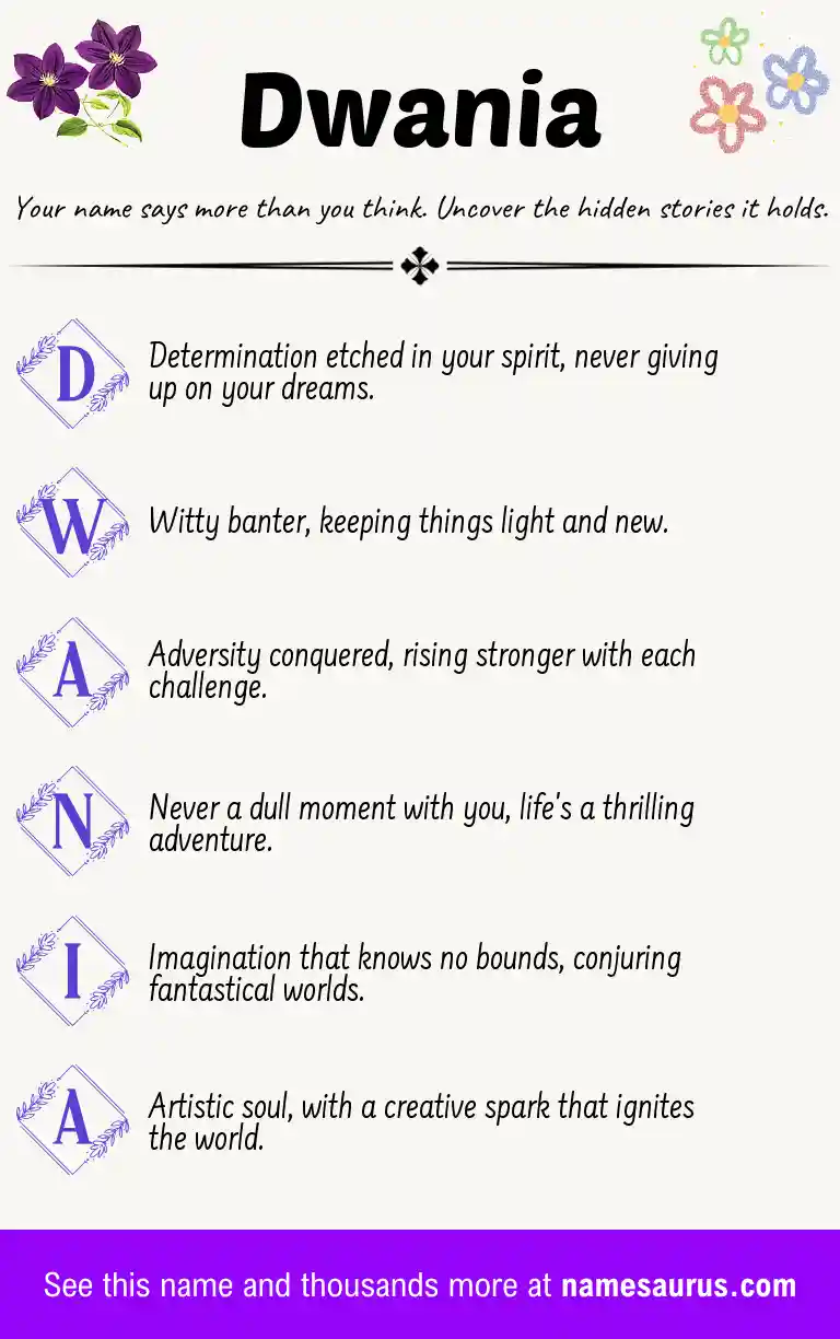 Acrostic poem about Dwania.