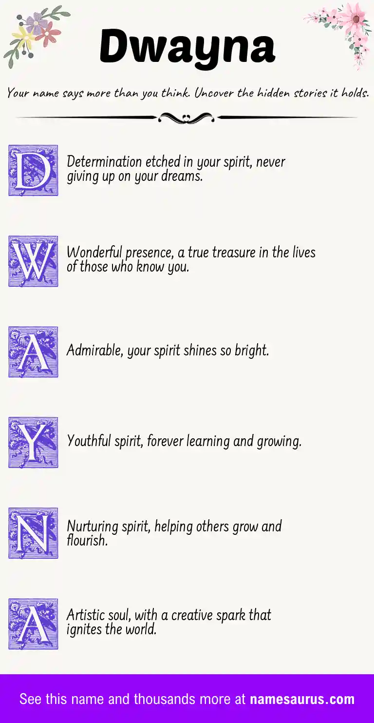 Acrostic poem about Dwayna.