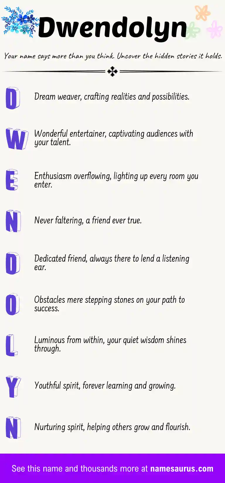 Acrostic poem about Dwendolyn.