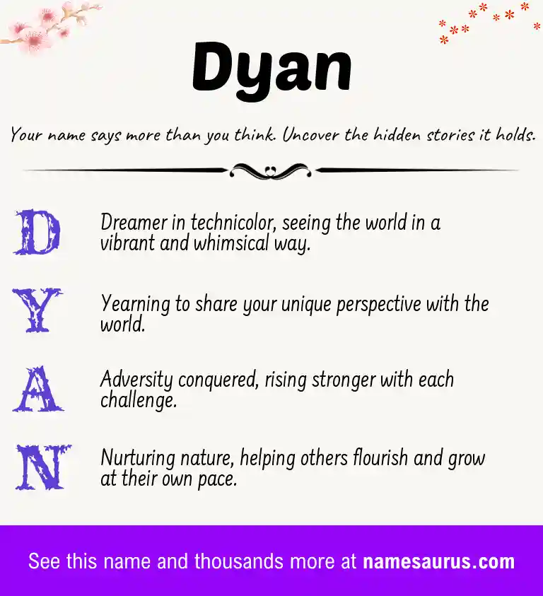 Acrostic poem about Dyan.