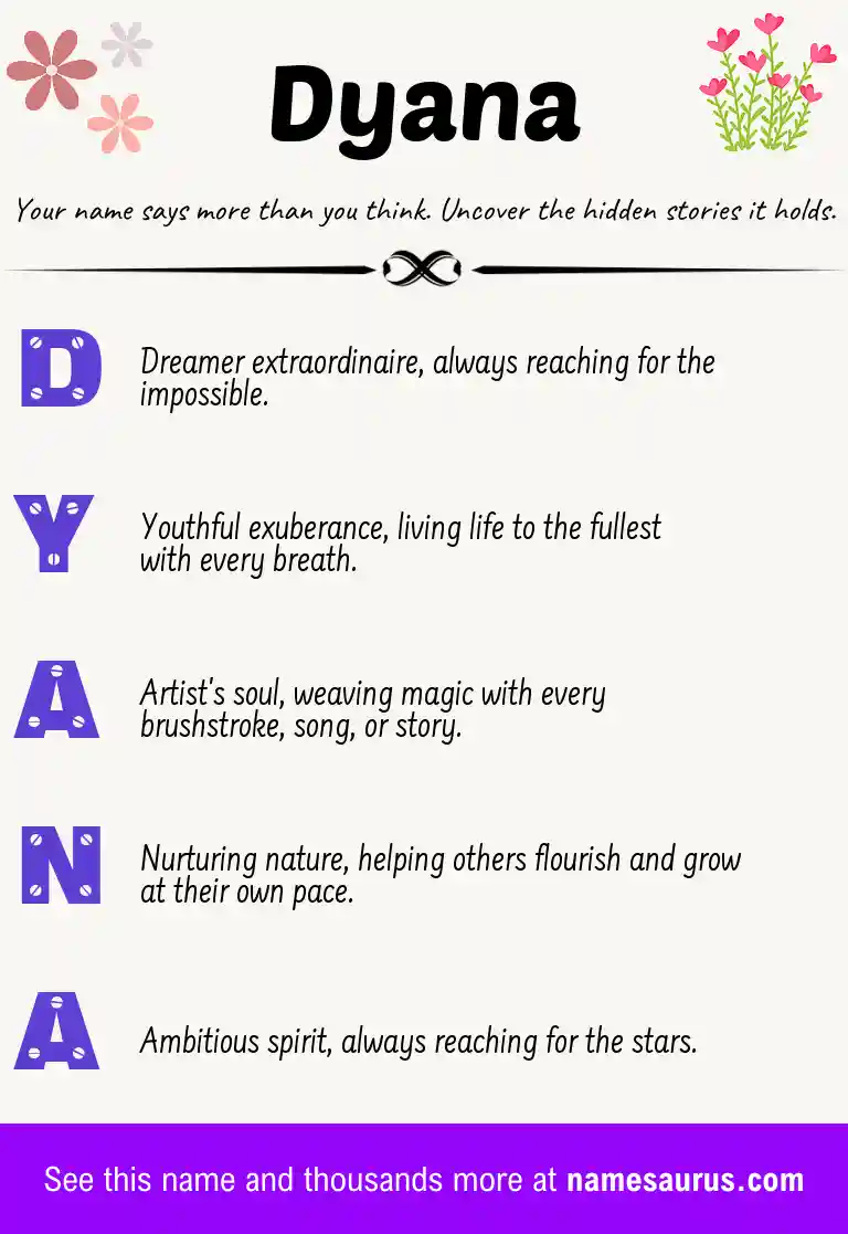 Acrostic poem about Dyana.
