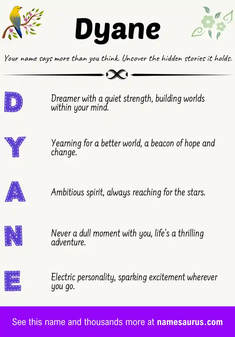 Acrostic poem about Dyane.