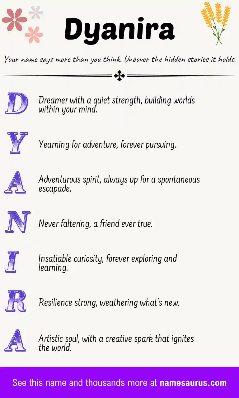 Acrostic poem about Dyanira.
