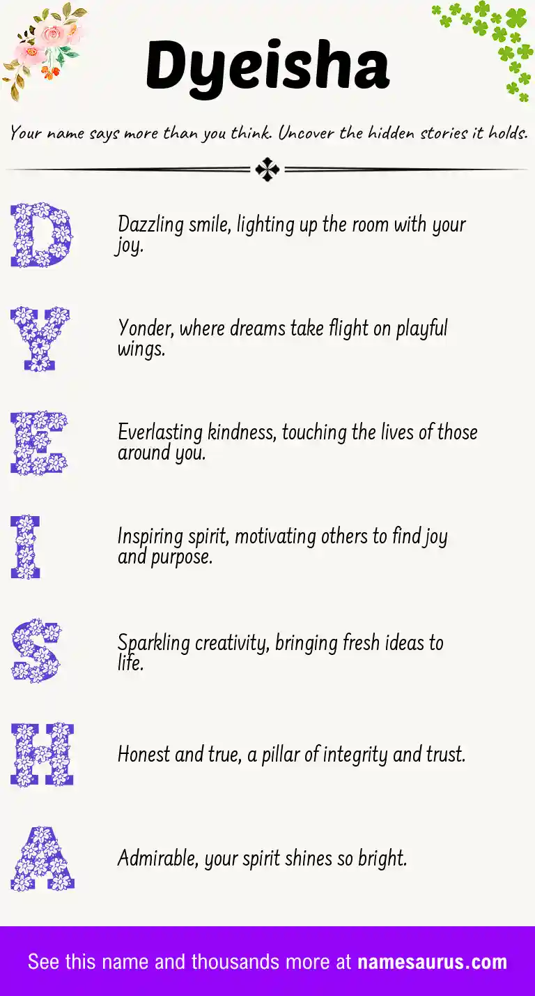 Acrostic poem about Dyeisha.