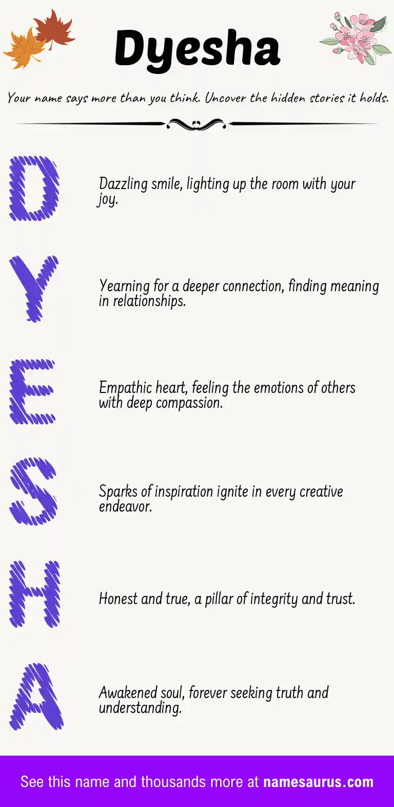 Acrostic poem about Dyesha.