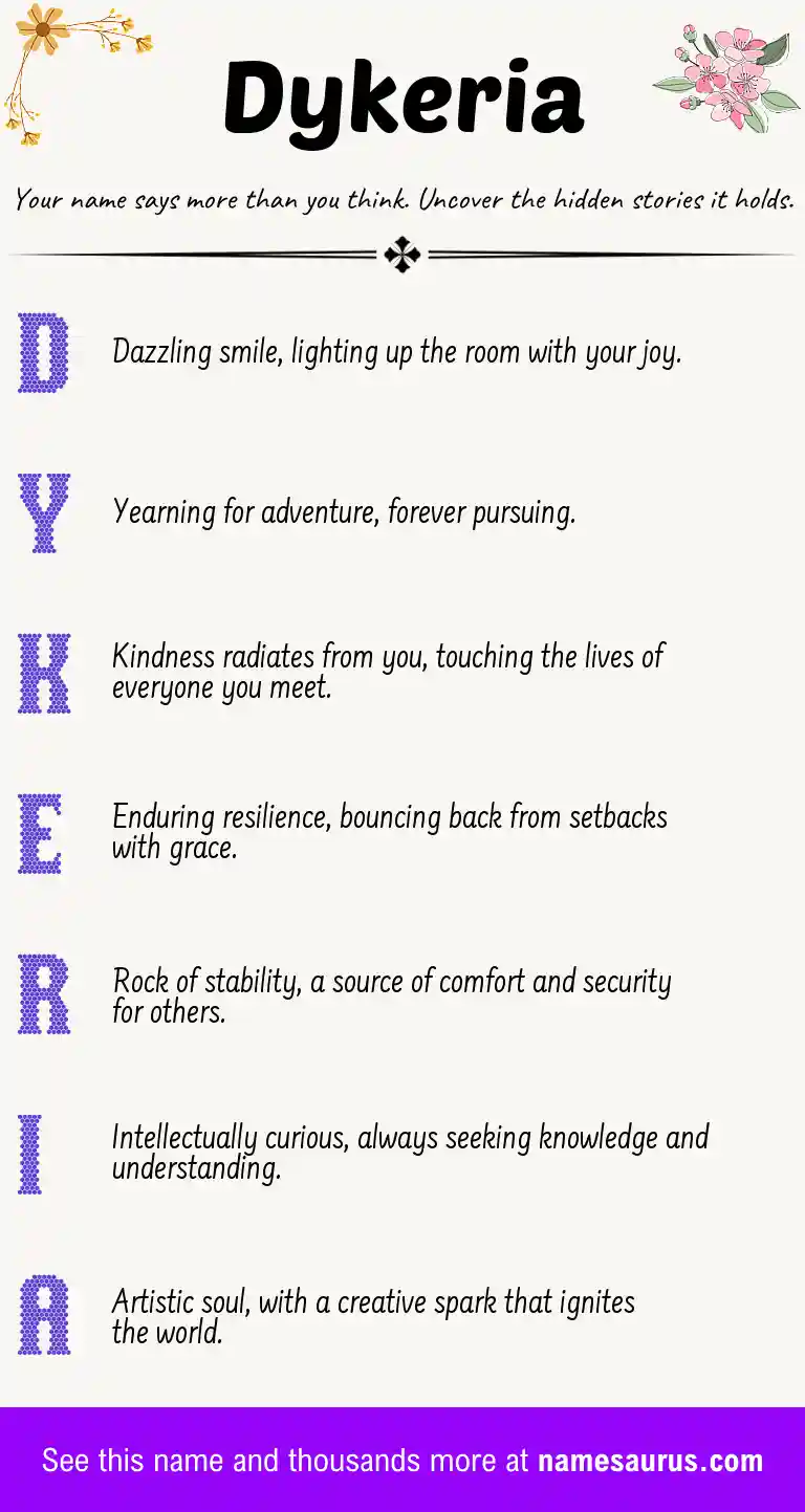 Acrostic poem about Dykeria.