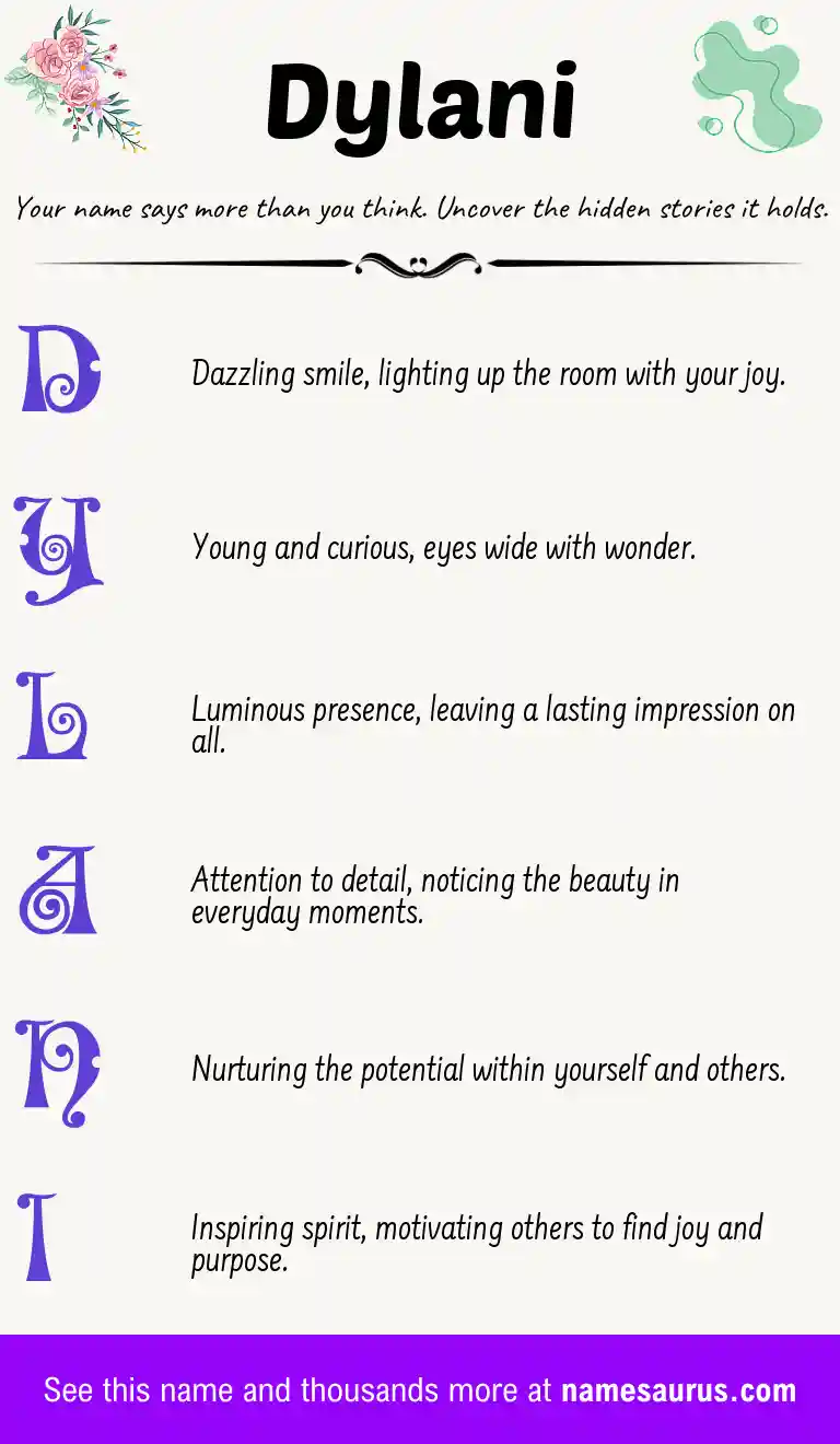 Acrostic poem about Dylani.