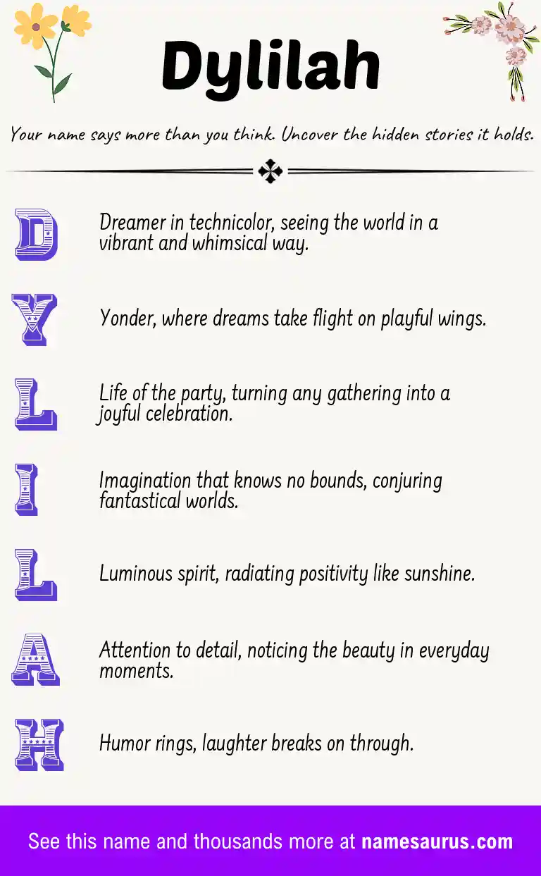 Acrostic poem about Dylilah.