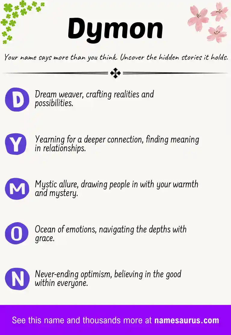Acrostic poem about Dymon.