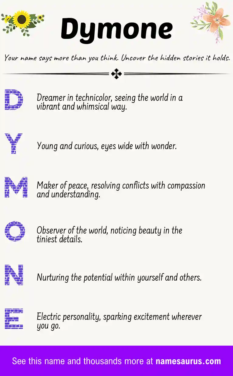 Acrostic poem about Dymone.