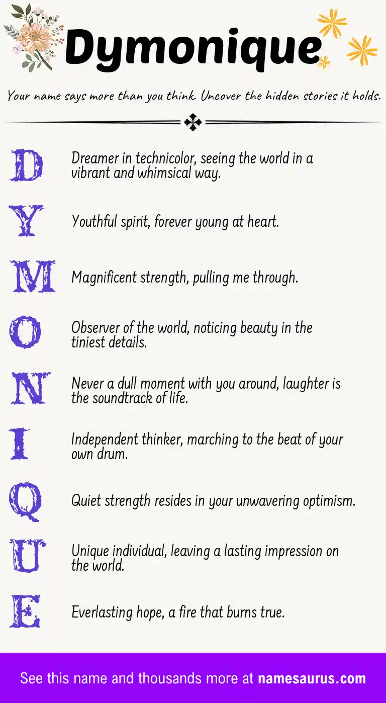 Acrostic poem about Dymonique.