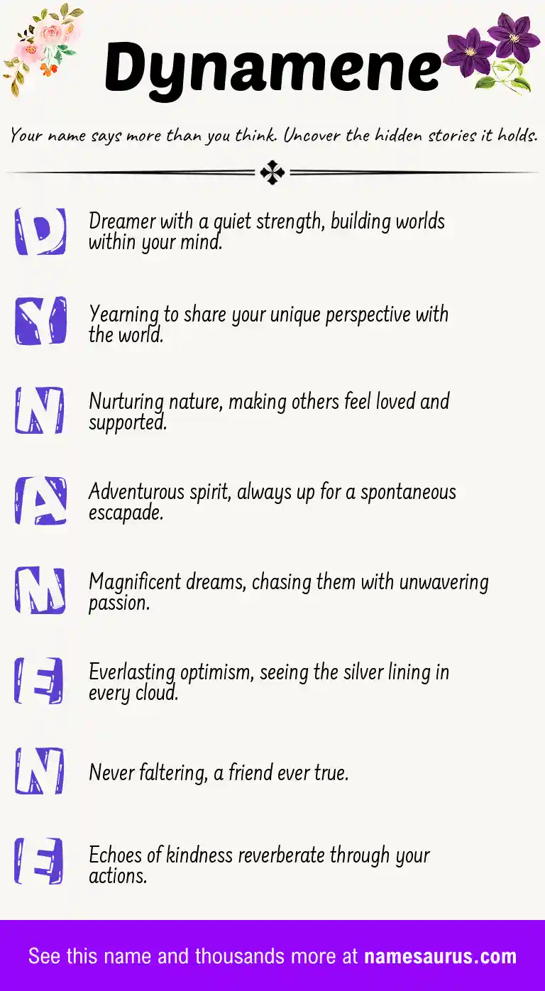 Acrostic poem about Dynamene.