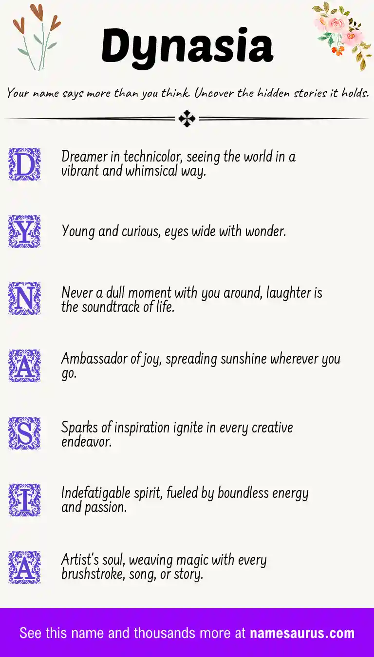 Acrostic poem about Dynasia.