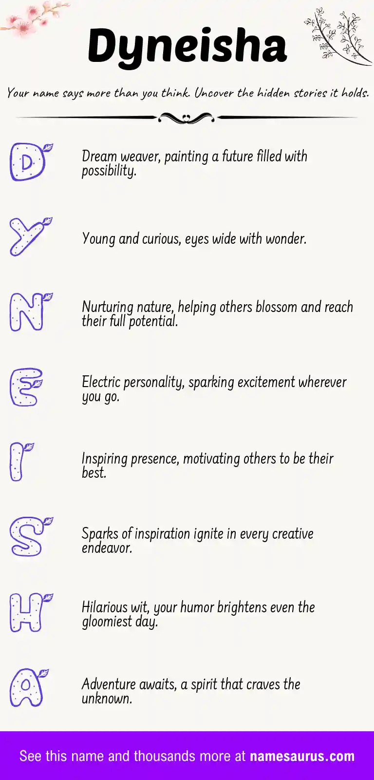 Acrostic poem about Dyneisha.
