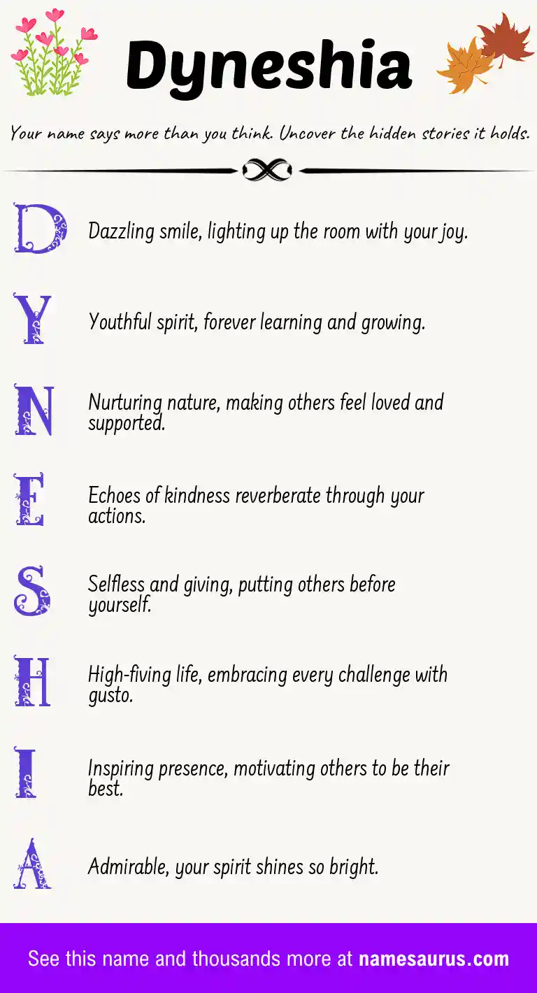 Acrostic poem about Dyneshia.