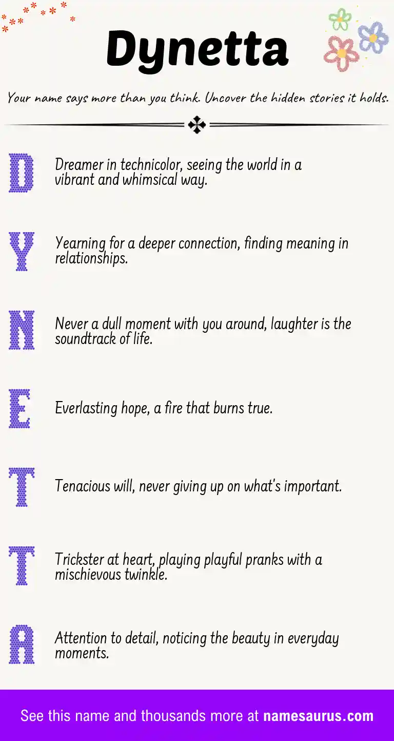 Acrostic poem about Dynetta.