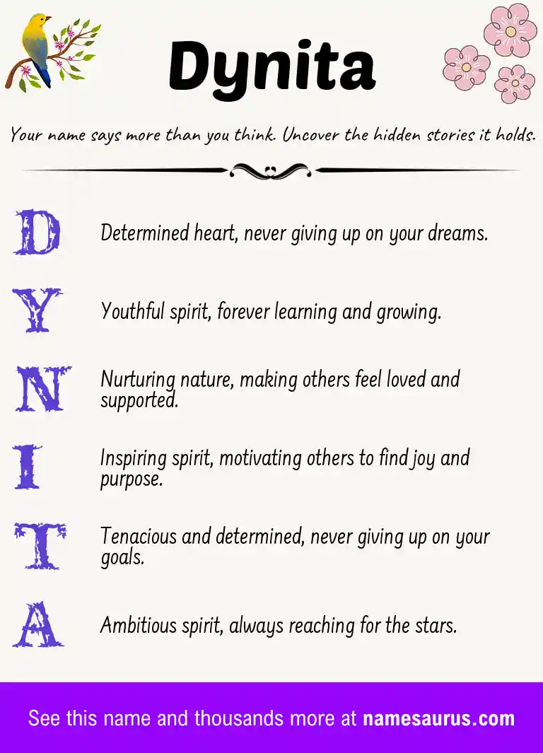 Acrostic poem about Dynita.