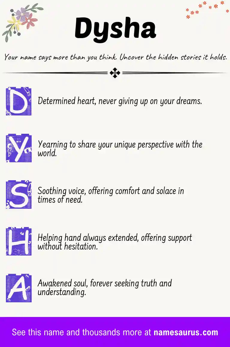 Acrostic poem about Dysha.