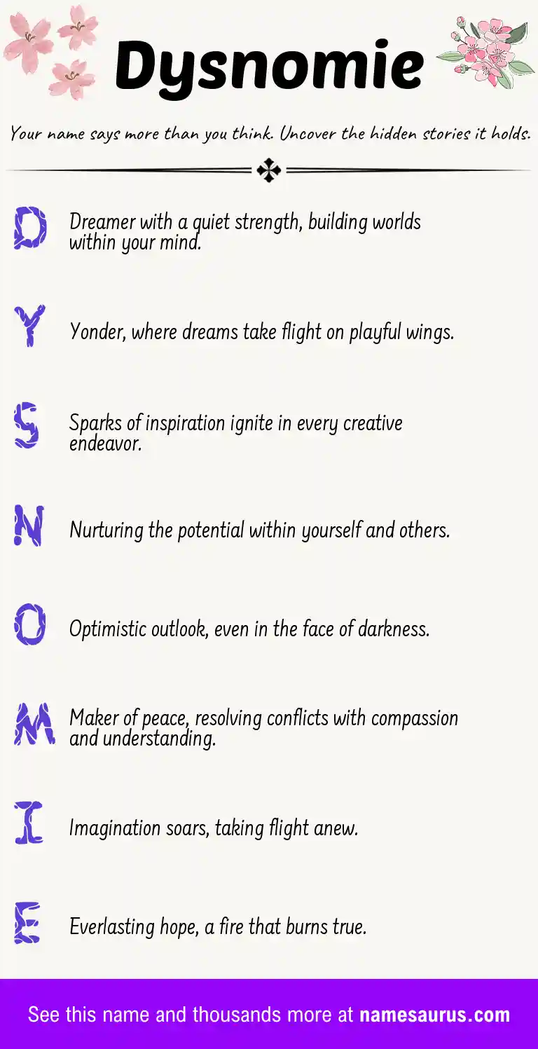 Acrostic poem about Dysnomie.