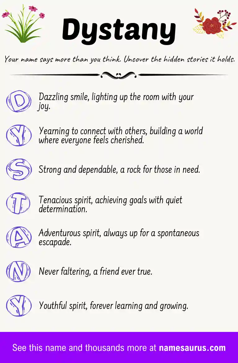 Acrostic poem about Dystany.