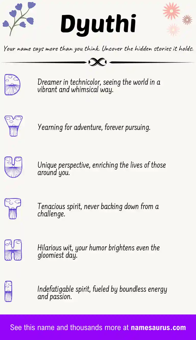 Acrostic poem about Dyuthi.