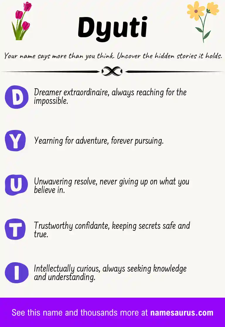 Acrostic poem about Dyuti.