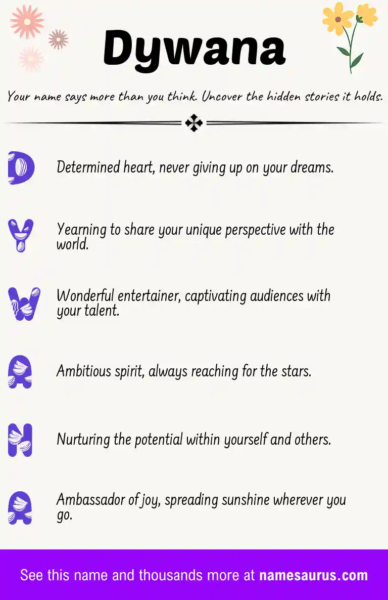 Acrostic poem about Dywana.