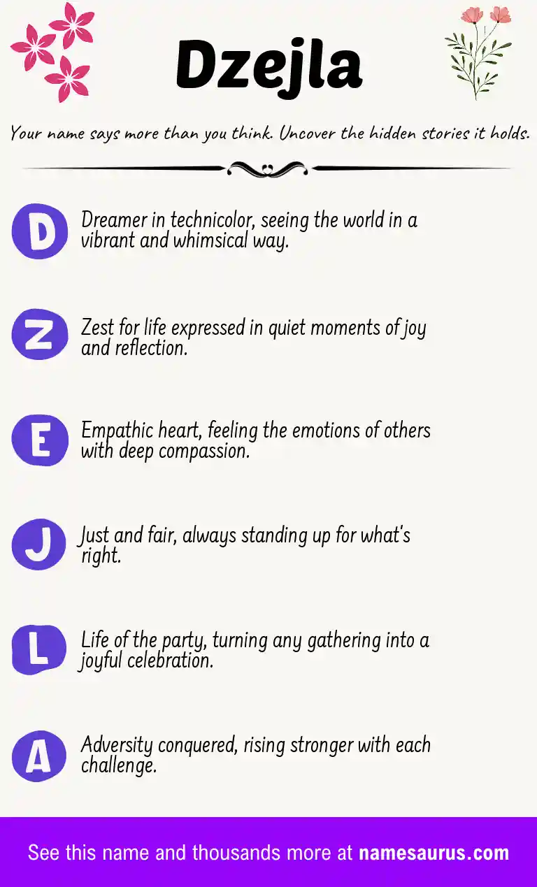 Acrostic poem about Dzejla.