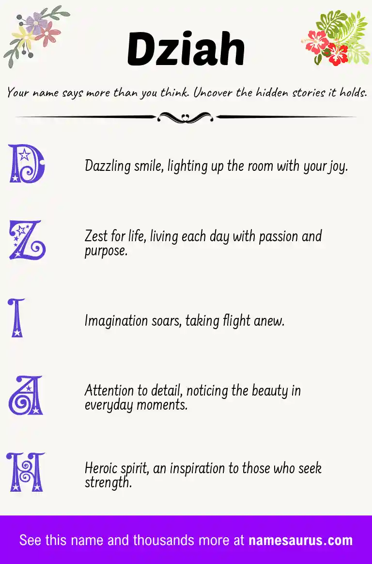 Acrostic poem about Dziah.
