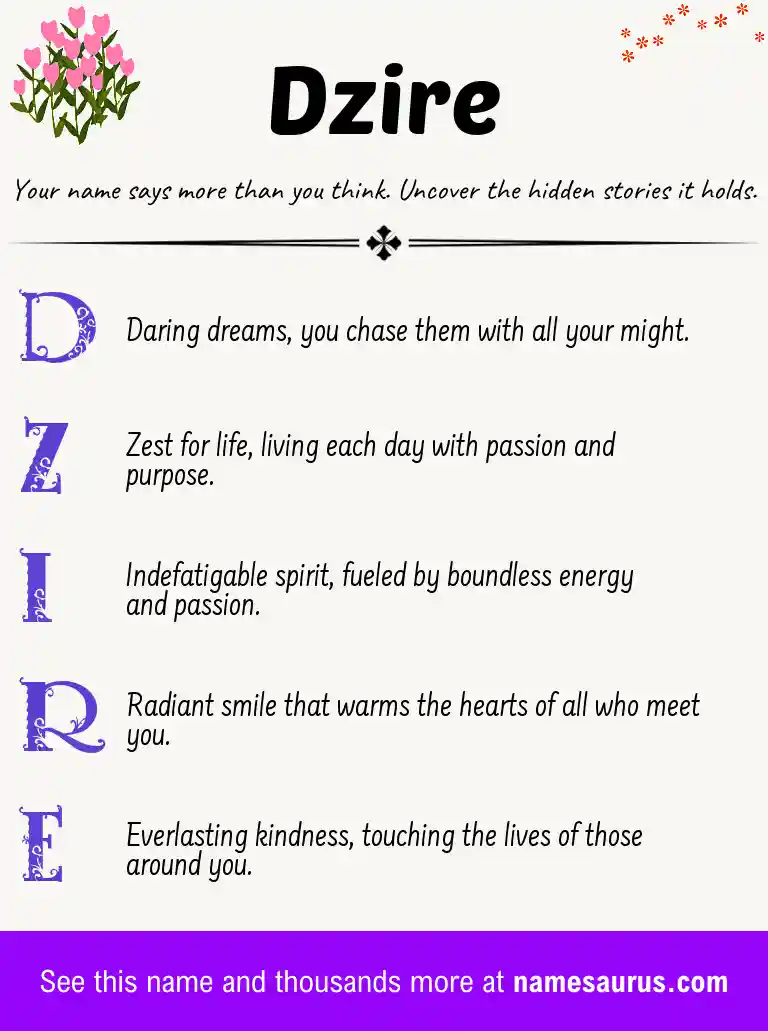 Acrostic poem about Dzire.