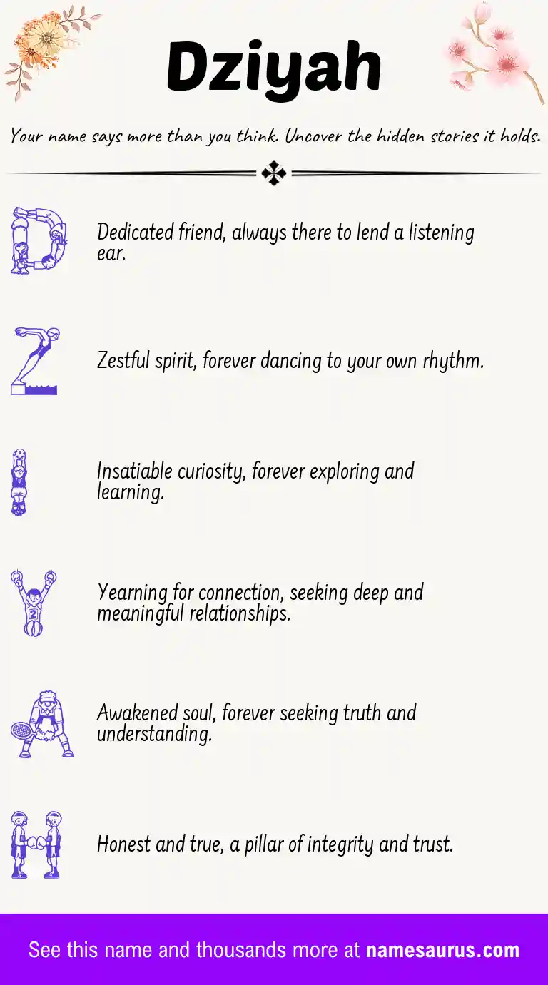 Acrostic poem about Dziyah.
