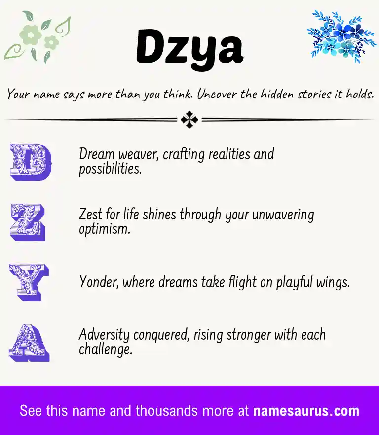 Acrostic poem about Dzya.