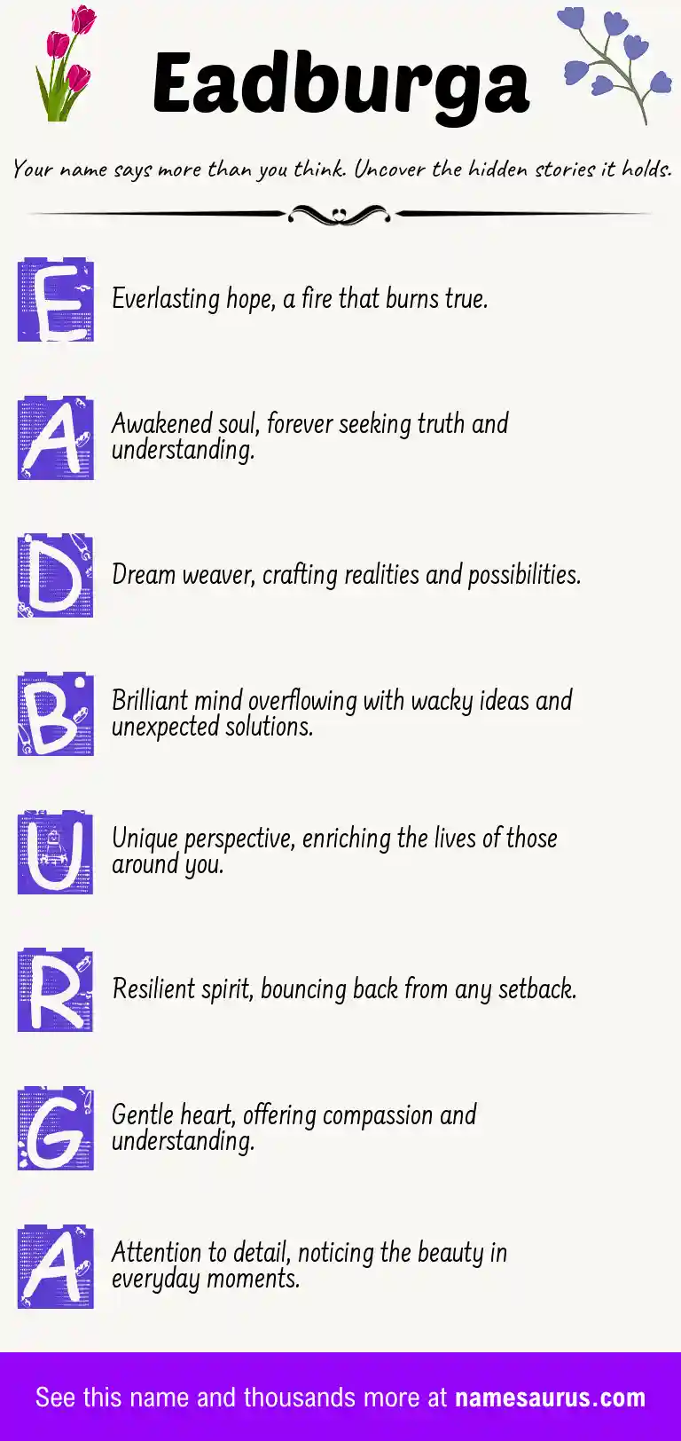 Acrostic poem about Eadburga.