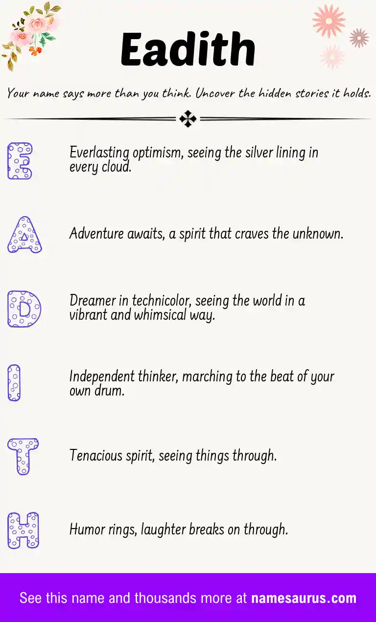 Acrostic poem about Eadith.