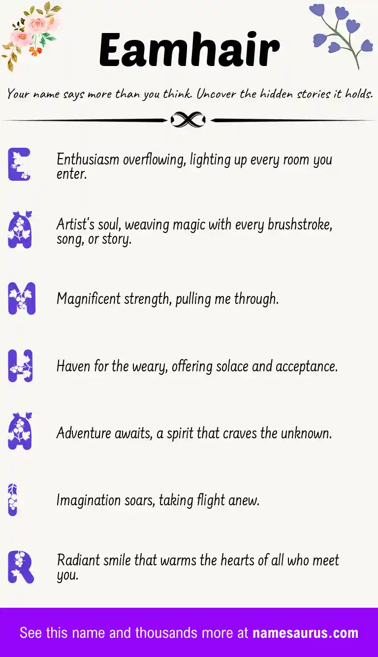 Acrostic poem about Eamhair.