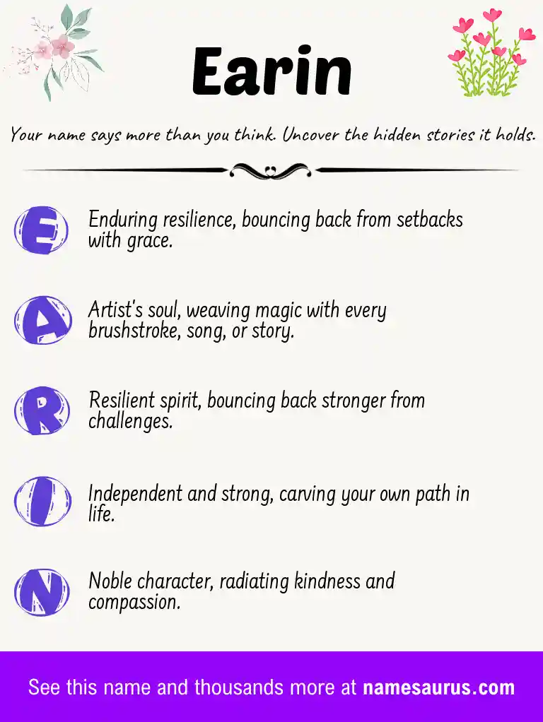Acrostic poem about Earin.