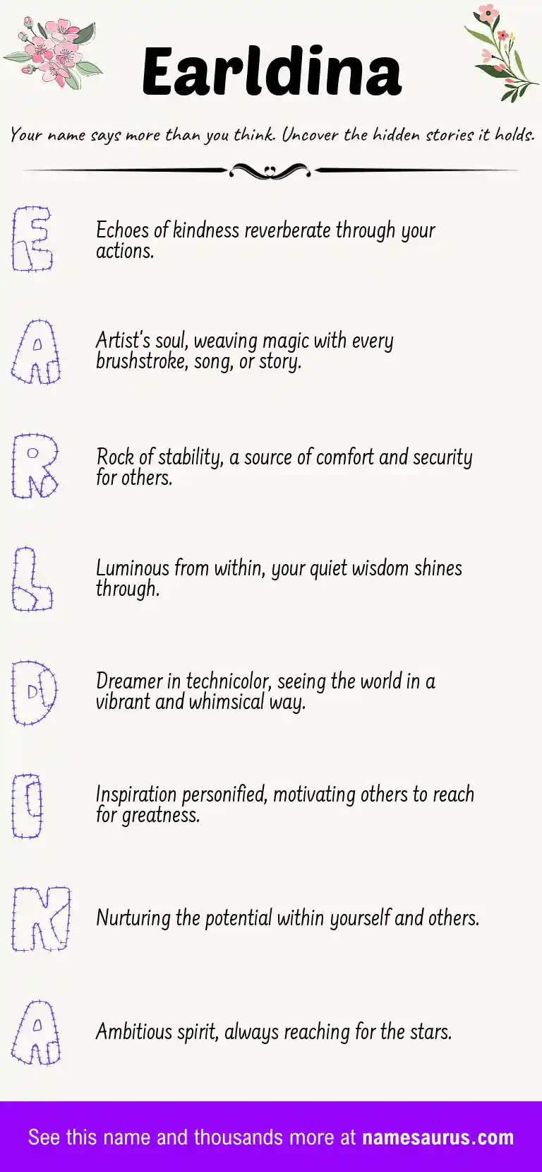 Acrostic poem about Earldina.