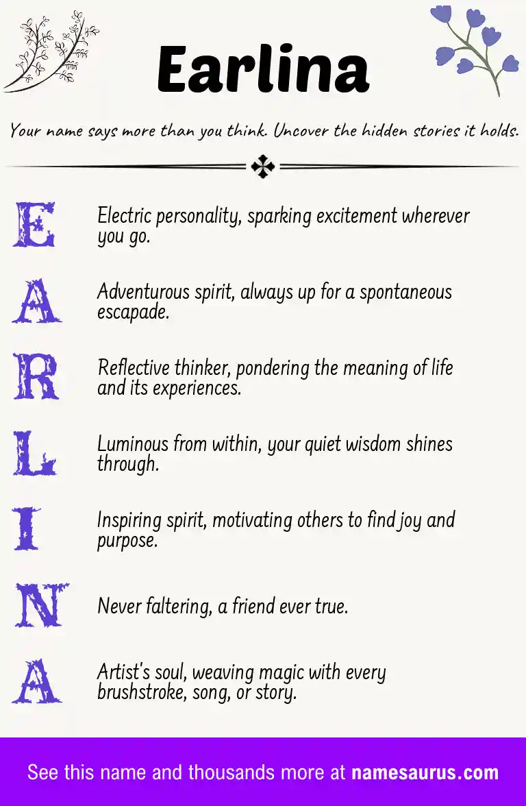 Acrostic poem about Earlina.